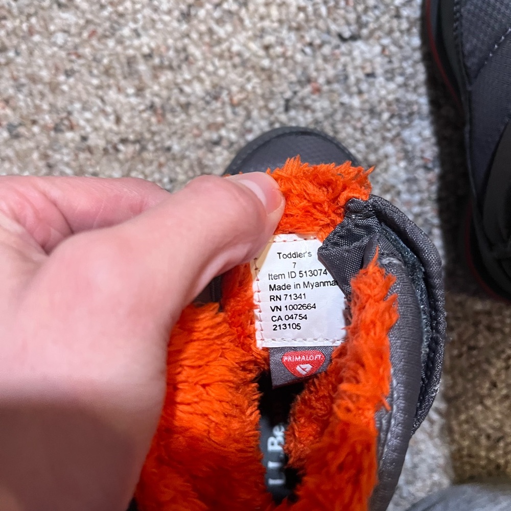 LL Bean Kids' Gray and Orange Waterproof Snow Boots - Picture 5 of 6